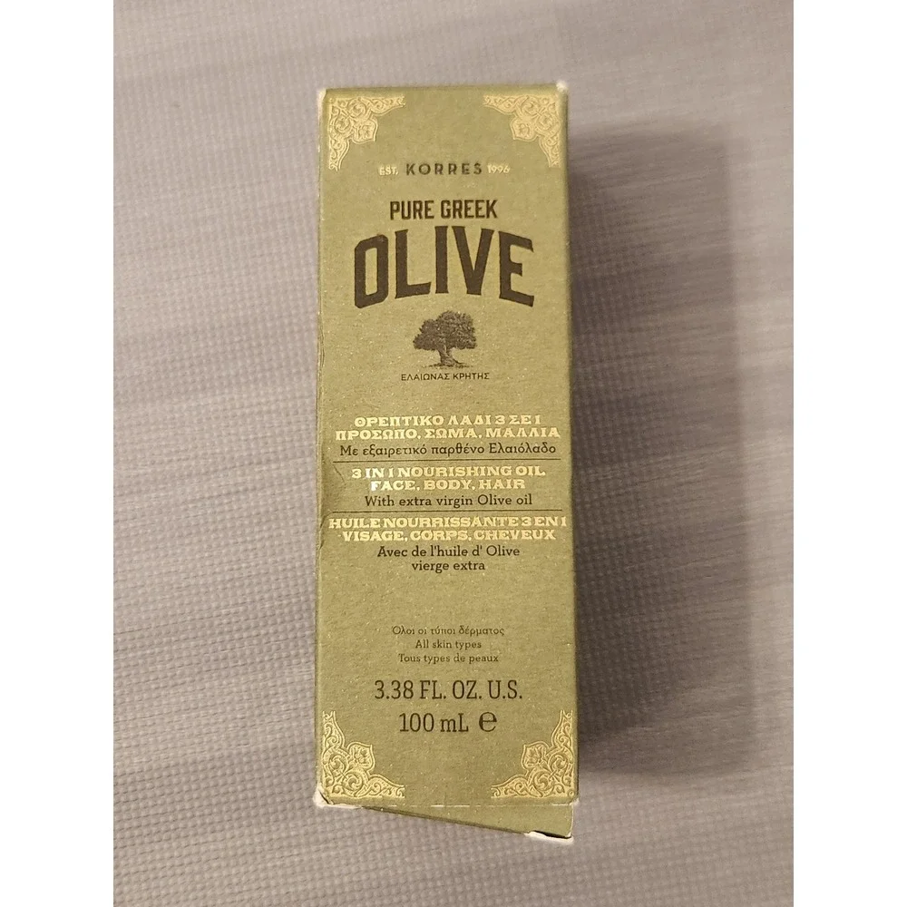 Korres Pure Greek Olive 3-in-1 Nourishing Oil Face Body Hair 3.38 fl oz 100ml